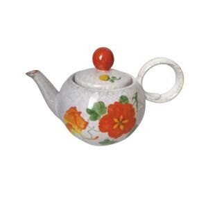 Vintage Hand Painted Orange Floral Made In Czechoslovakia Teapot/Tea Pot